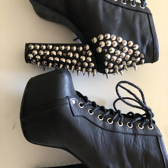 Jeffrey Campbell spiked Lita lace up black boots - Picture 7 of 8